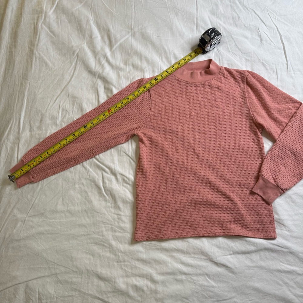 J.Crew Textured Mock Neck Waffle Knit Top Small Pink Blush Cotton Blend Pullover - Picture 8 of 11